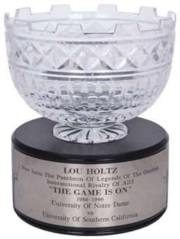 1986-96 Lou Holtz "The Game is On" Trophy for the University of Notre Dame vs University of Southern California Rivalry (Holtz LOA)